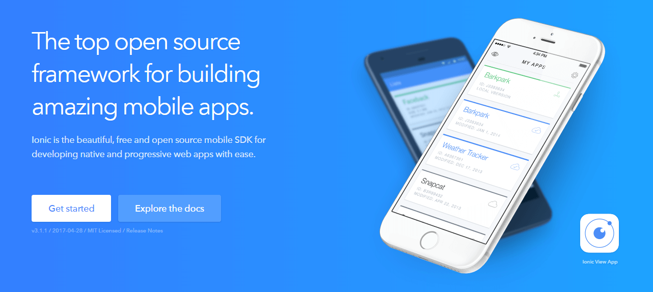 Ionic app framework