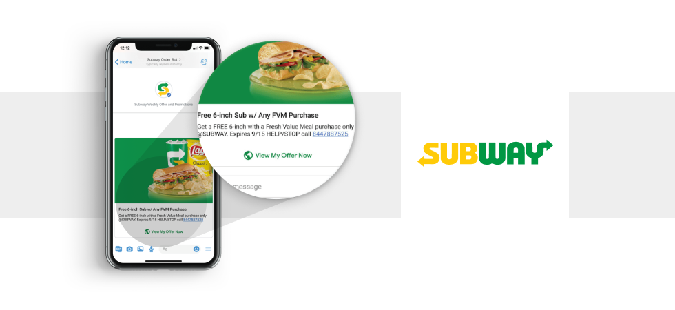 Chatbot Example #9: Subway’s RCS Chatbot