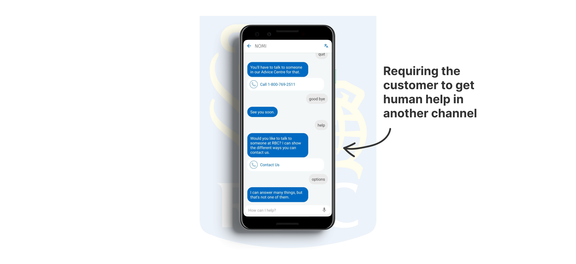 Chatbot evaluation metric: live agent handoff availability through chat