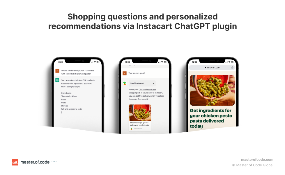 Shopping questions and personalized recommendations via Instacart ChatGPT plugin