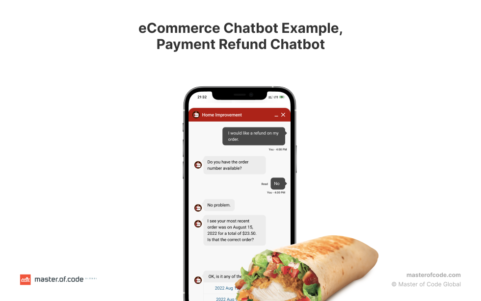 eCommerce Chatbot Example, Payment Refund Chatbot